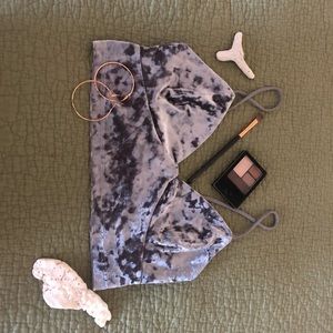 💥Last Chance ZARA silver velvet crop